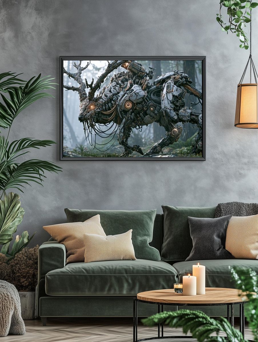 Mechanical Stag Forest Print. — room view 4