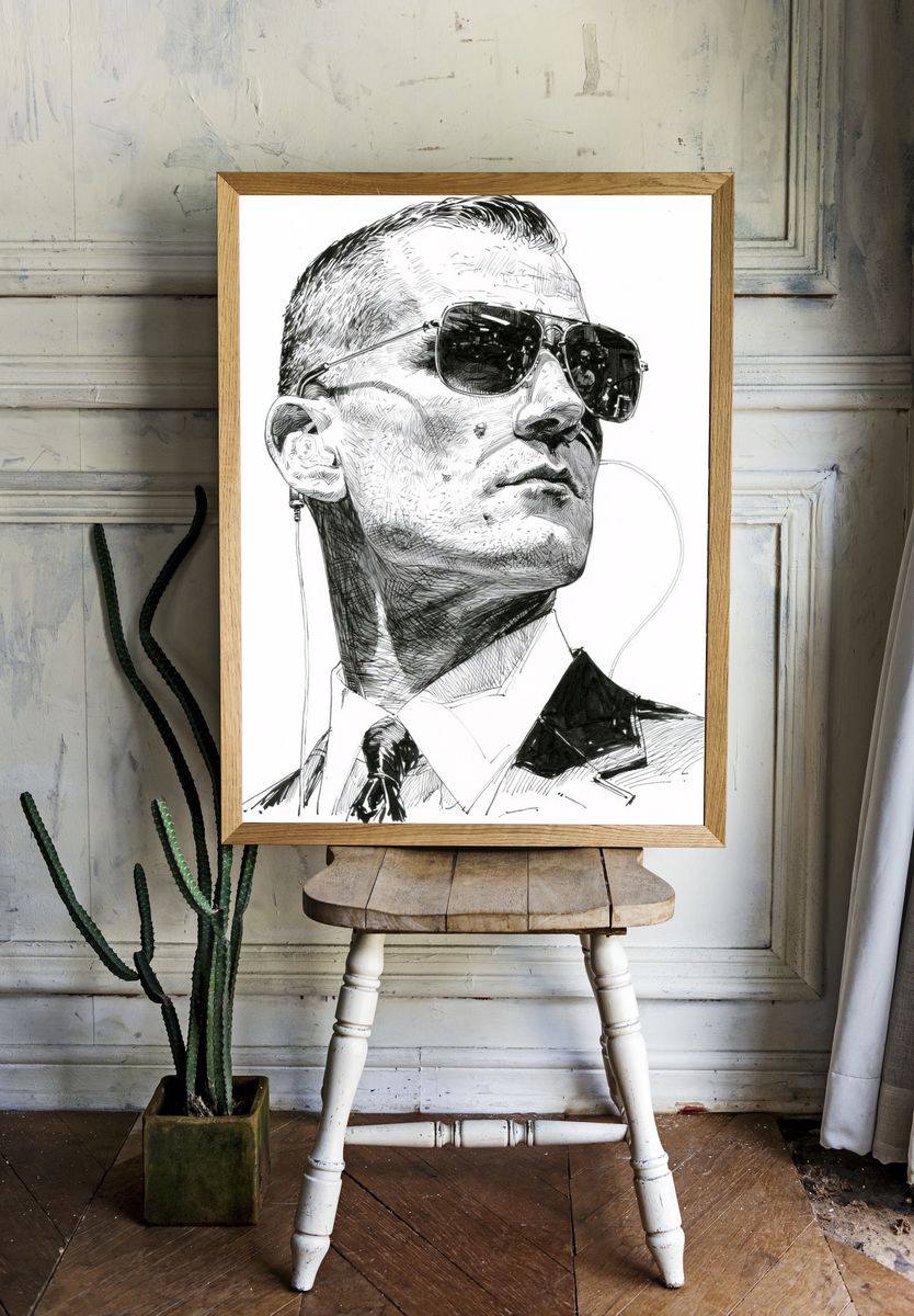 Sunglasses Portrait Illustration Poster. — room view 1
