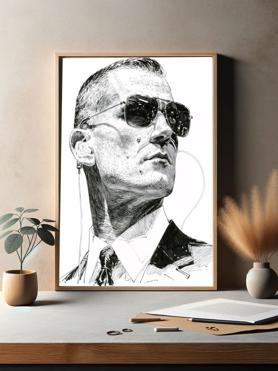Sunglasses Portrait Illustration Poster. — room view 2