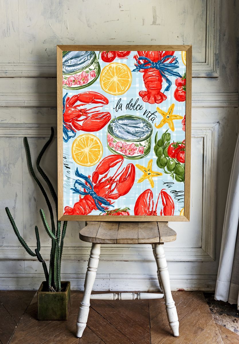 La Dolce Vita Seafood Print. — room view 1