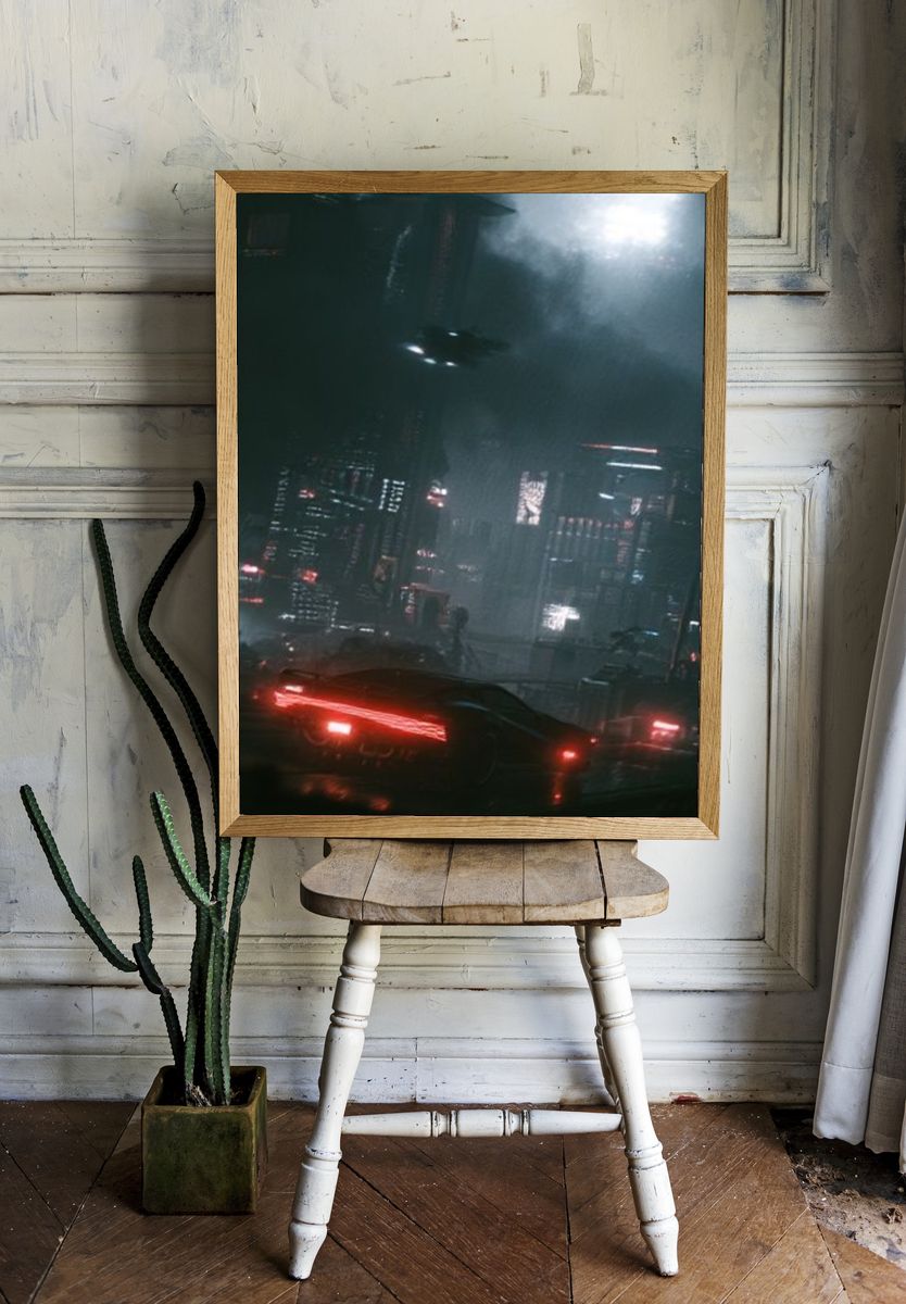 Cyberpunk City Nightscape Poster. room preview