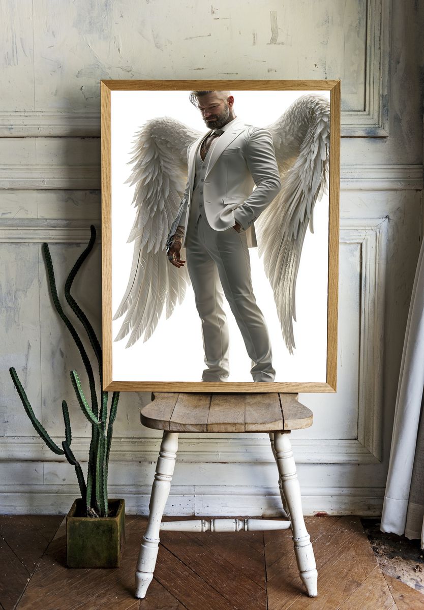 Angelic Man Portrait Print. room preview