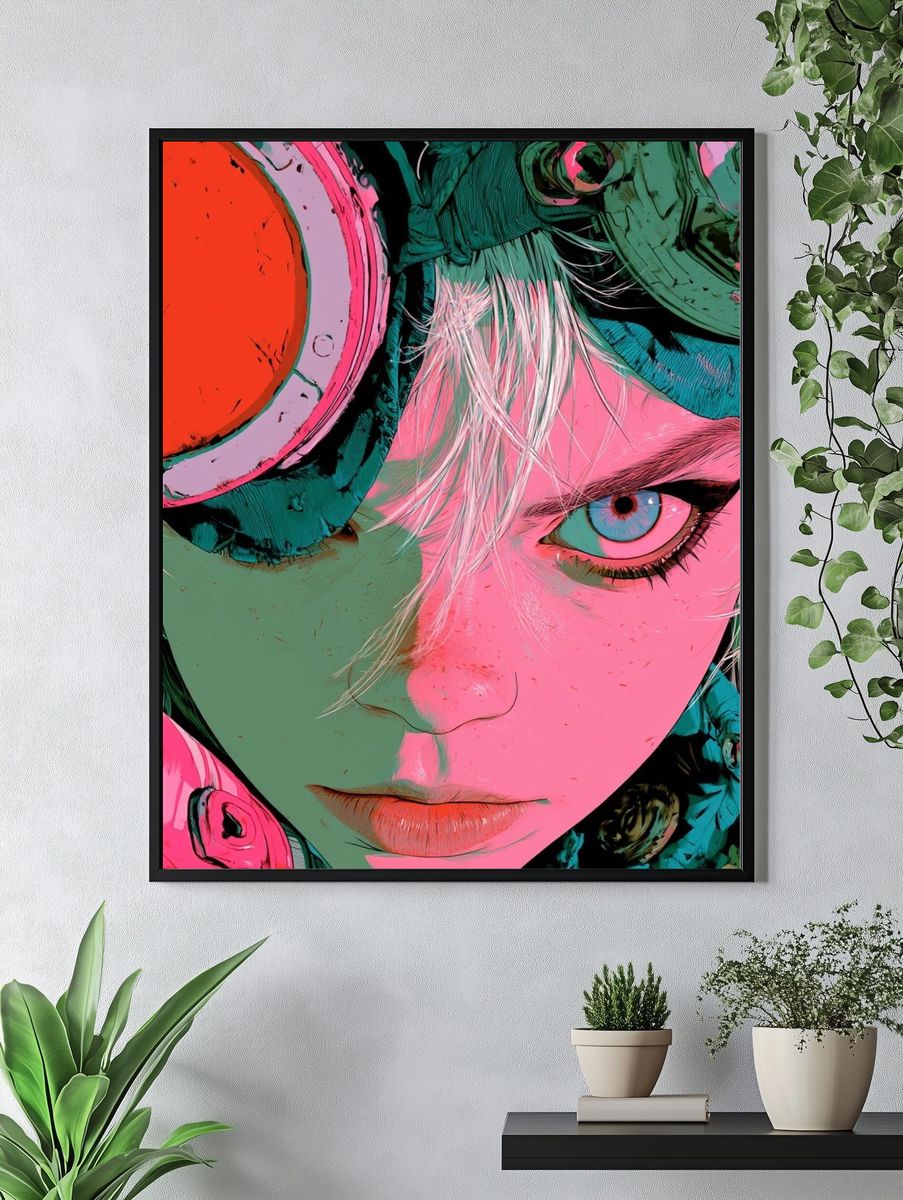 Cyberpunk Portrait Illustration Poster. — room view 4
