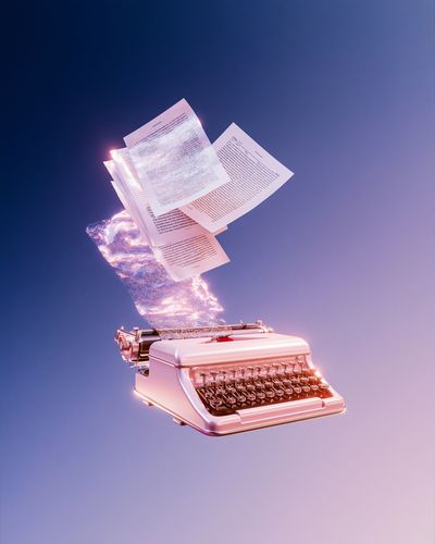 Floating Typewriter Digital Art Print. poster print
