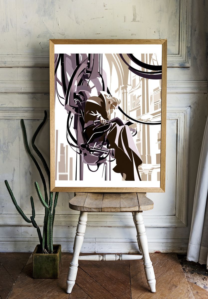 Abstract City Figure Illustration Poster. — room view 1
