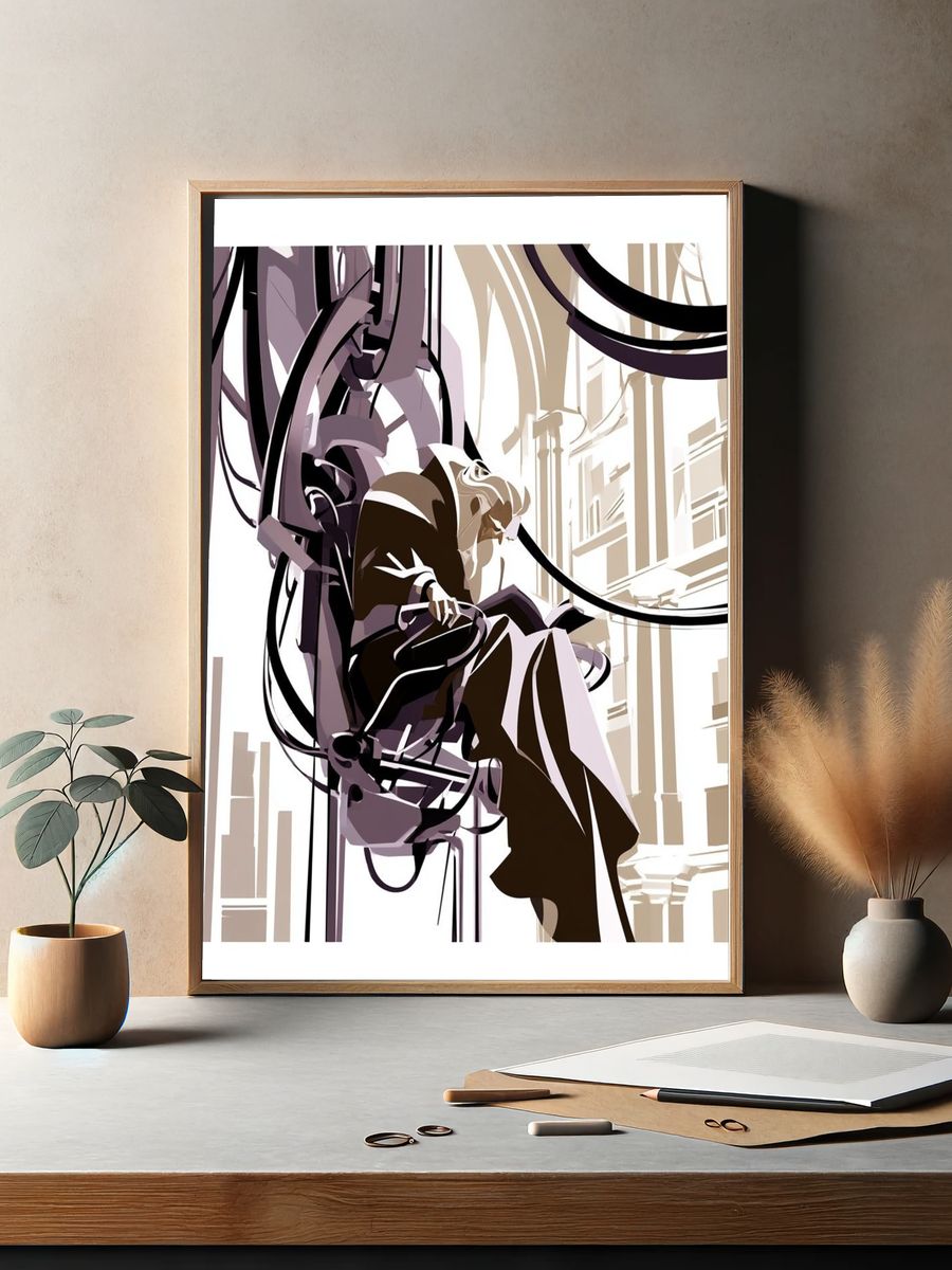 Abstract City Figure Illustration Poster. — room view 2