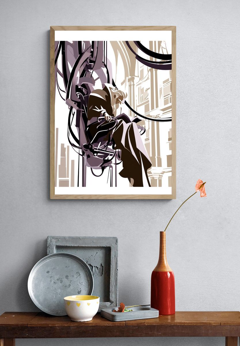 Abstract City Figure Illustration Poster. — room view 3