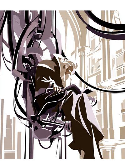 Abstract City Figure Illustration Poster.