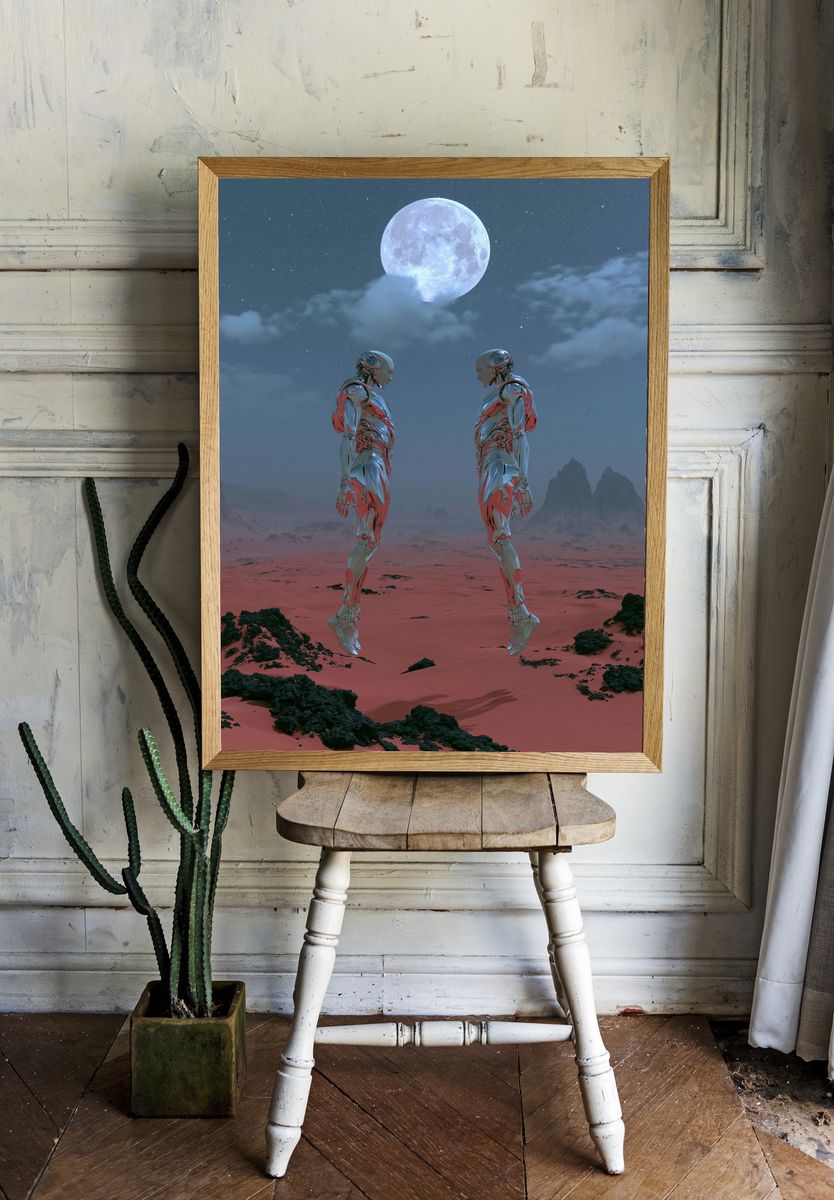 Moonlit Androids Sci-Fi Print. — room view 1