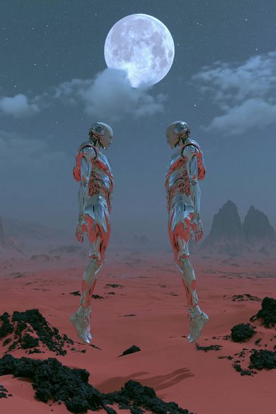 Moonlit Androids Sci-Fi Print.