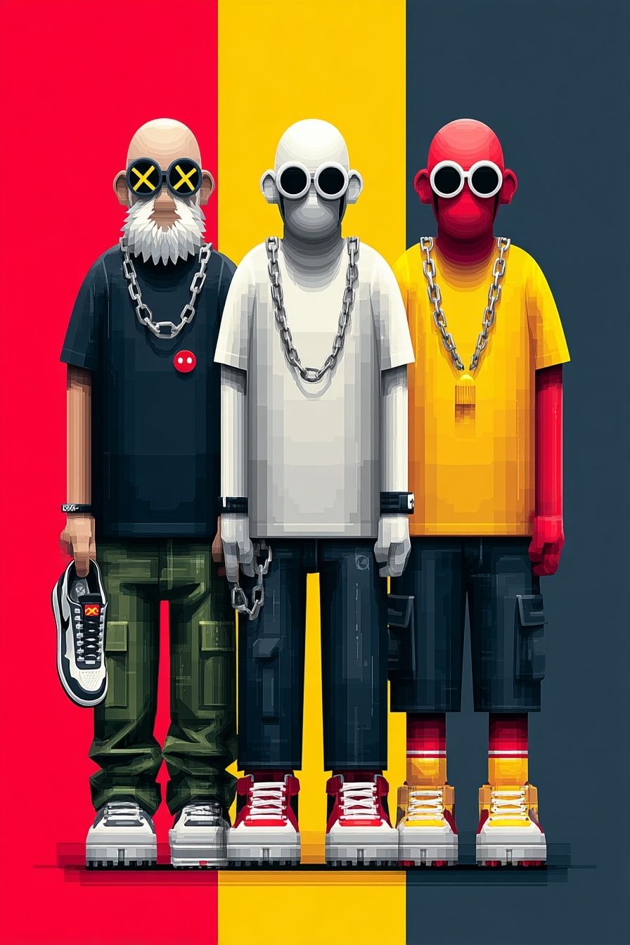 Three Streetwear Figures Illustration Poster. poster detail