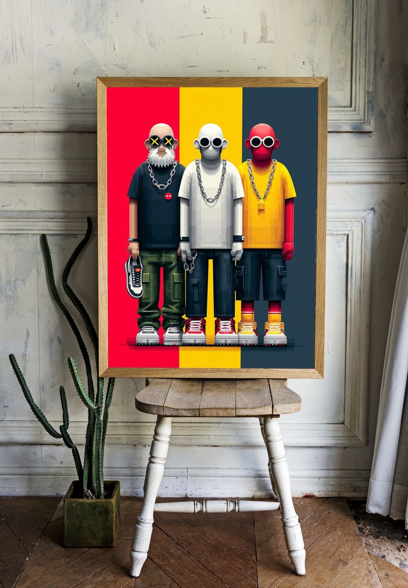 Three Streetwear Figures Illustration Poster. room preview