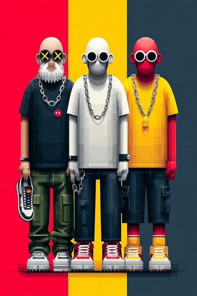 Three Streetwear Figures Illustration Poster. poster