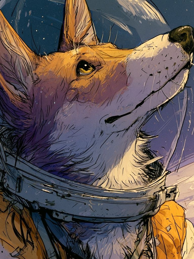 Astronaut Corgi Illustration Poster. poster detail