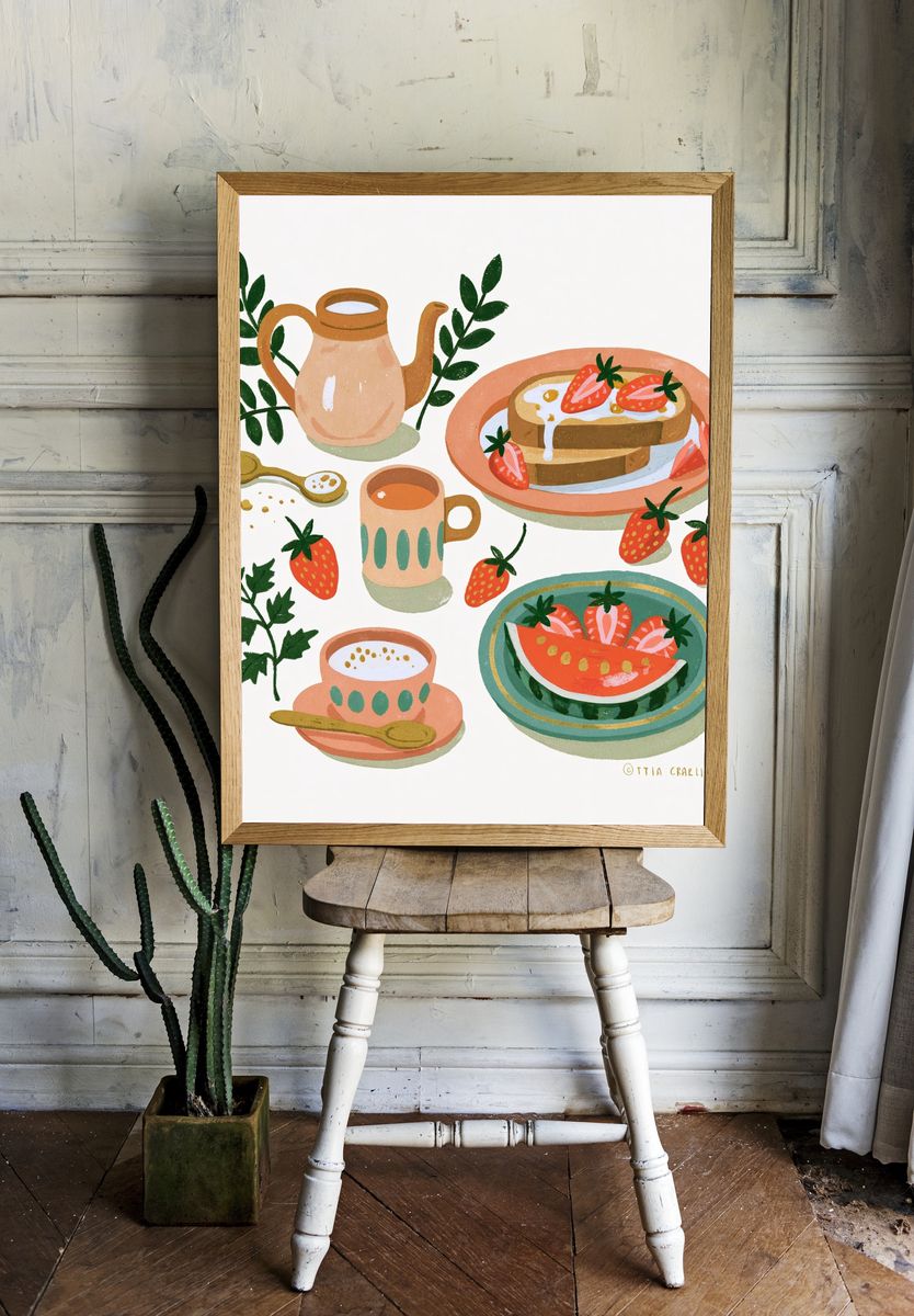 Strawberry Breakfast Illustration Poster. room preview