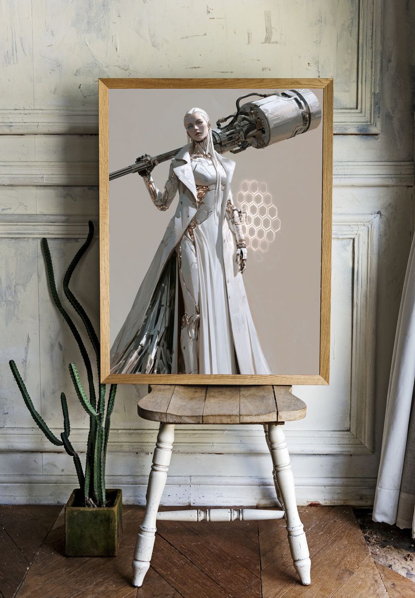 Cybernetic Warrior — Sci-Fi Print. — room view 1