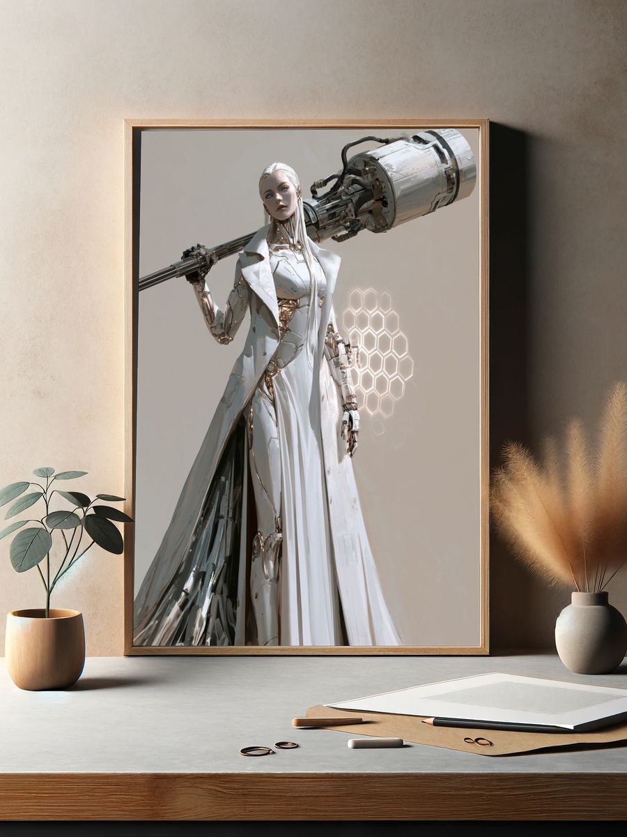 Cybernetic Warrior — Sci-Fi Print. — room view 2