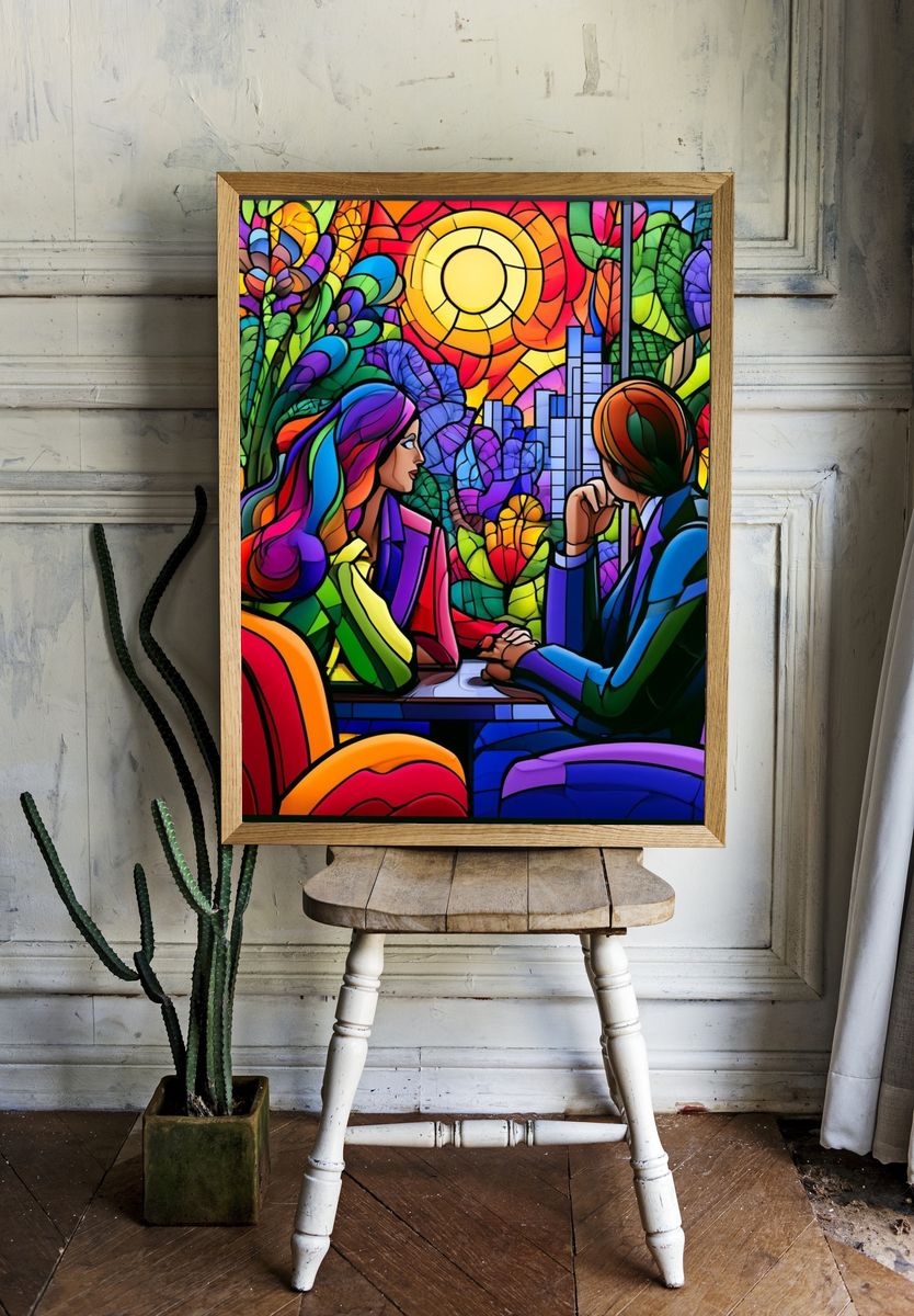 Stained Glass City Conversation Poster. — room view 1