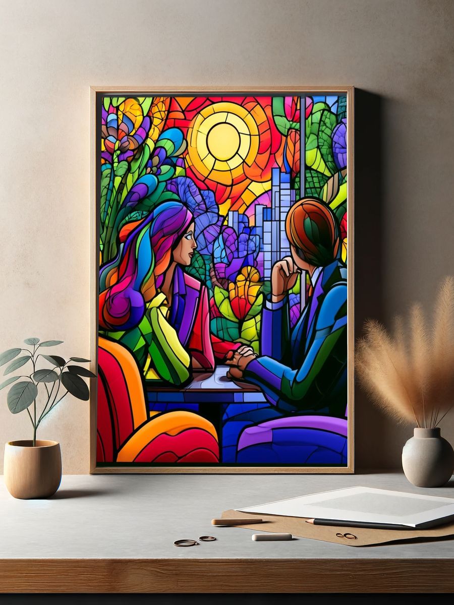 Stained Glass City Conversation Poster. — room view 2