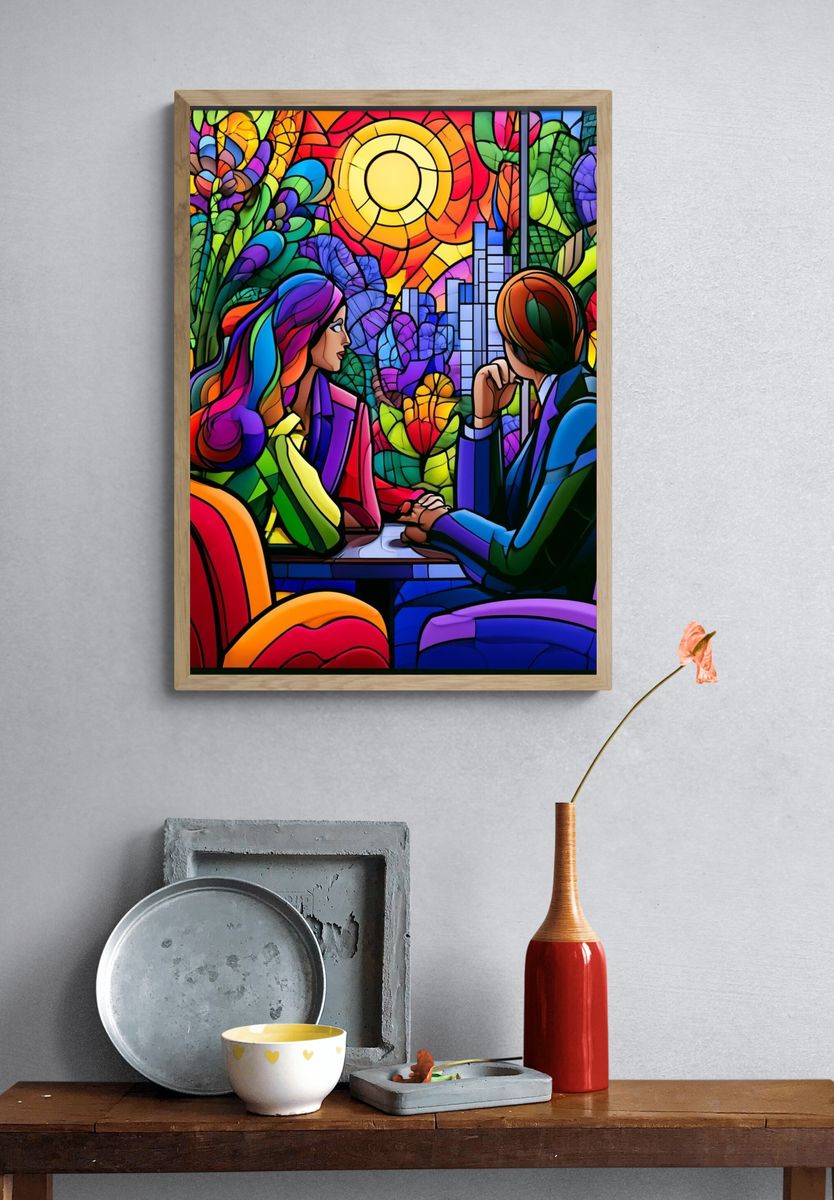 Stained Glass City Conversation Poster. — room view 3