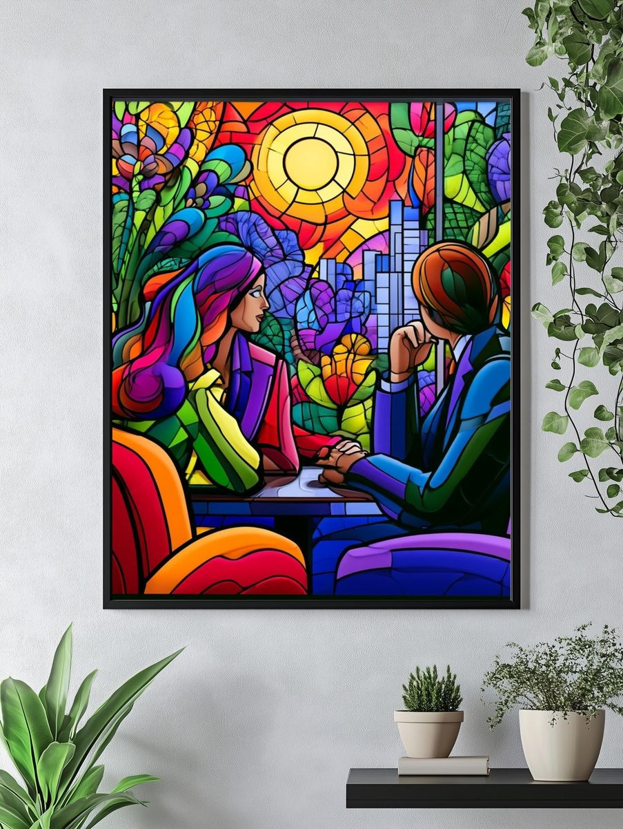 Stained Glass City Conversation Poster. — room view 4