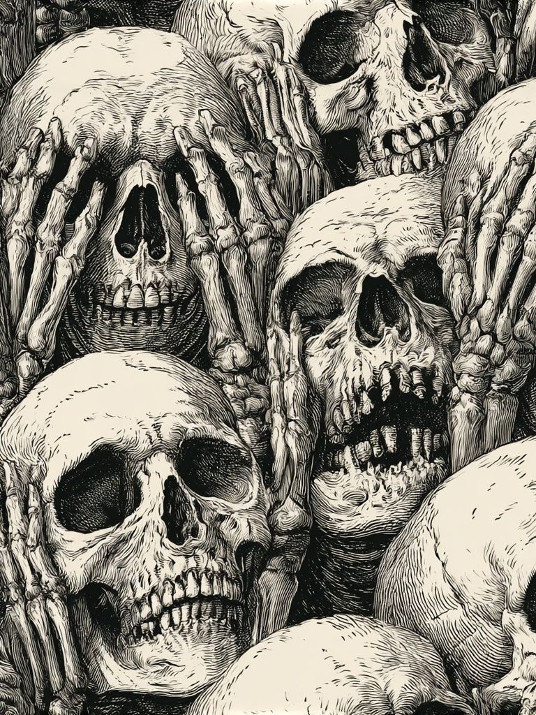 Skeleton Skulls Illustration Poster. poster — illustration art