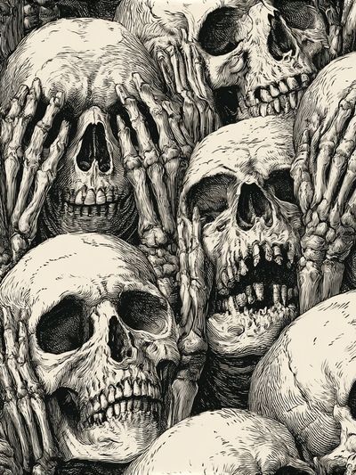 Skeleton Skulls Illustration Poster. poster