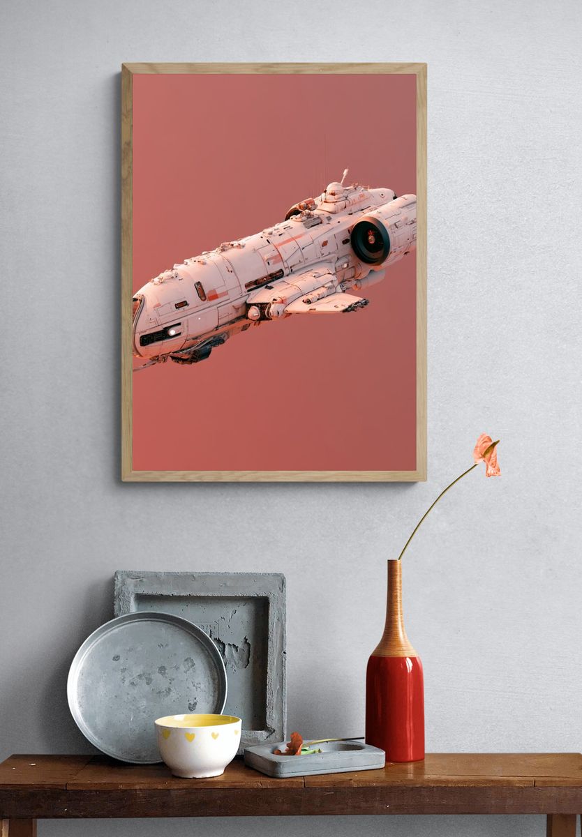 Retro Spacecraft — Illustration Print. — room view 3