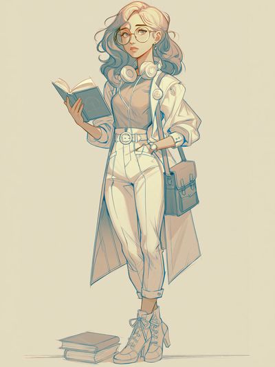 Bookish Girl Illustration Poster.