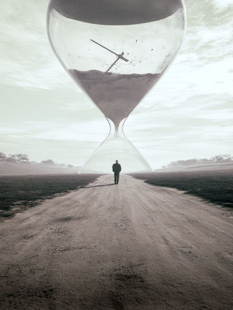 Surreal Hourglass Landscape Poster. poster — illustration art