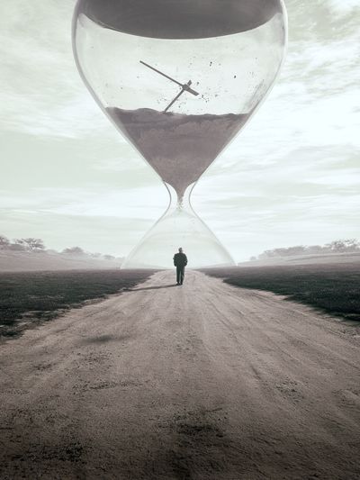 Surreal Hourglass Landscape Poster.