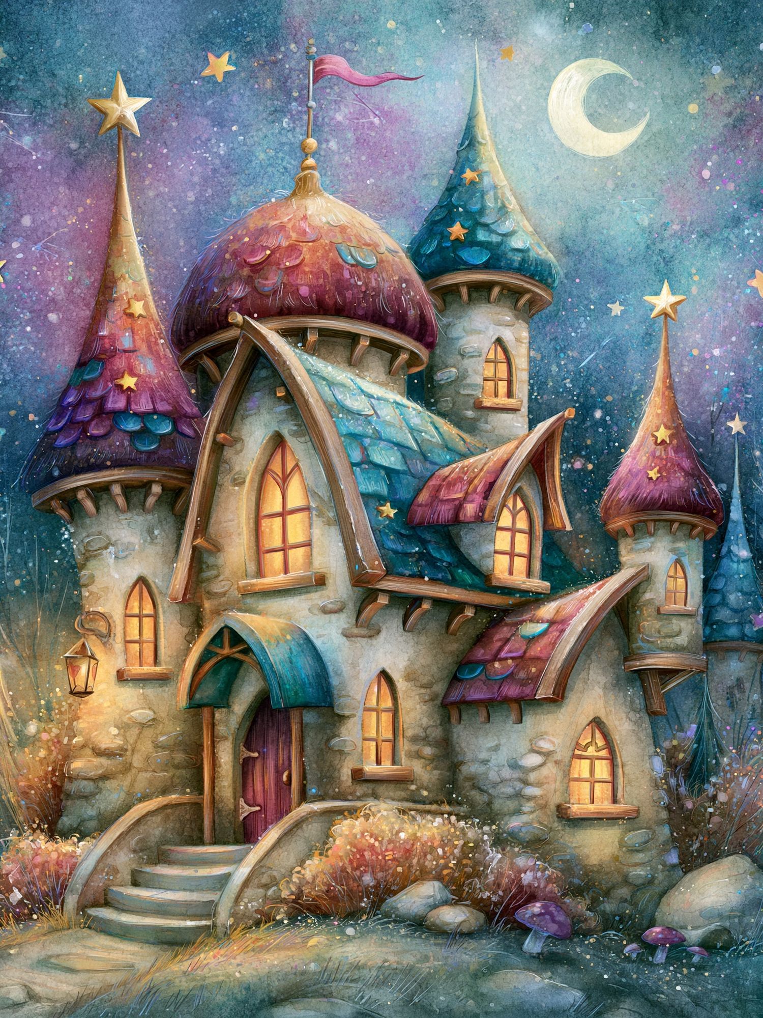 Enchanted Fairy Castle Illustration Poster. poster — illustration art