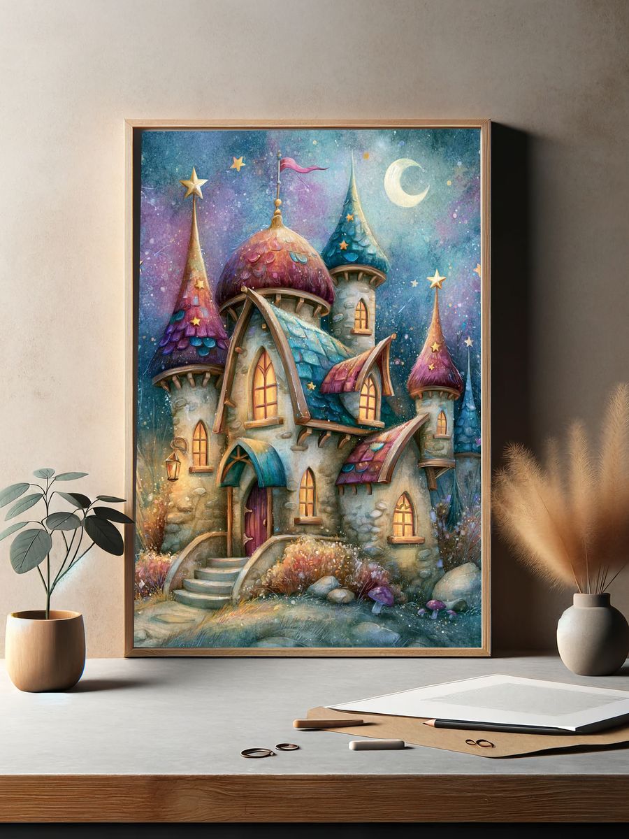 Enchanted Fairy Castle Illustration Poster. — room view 2
