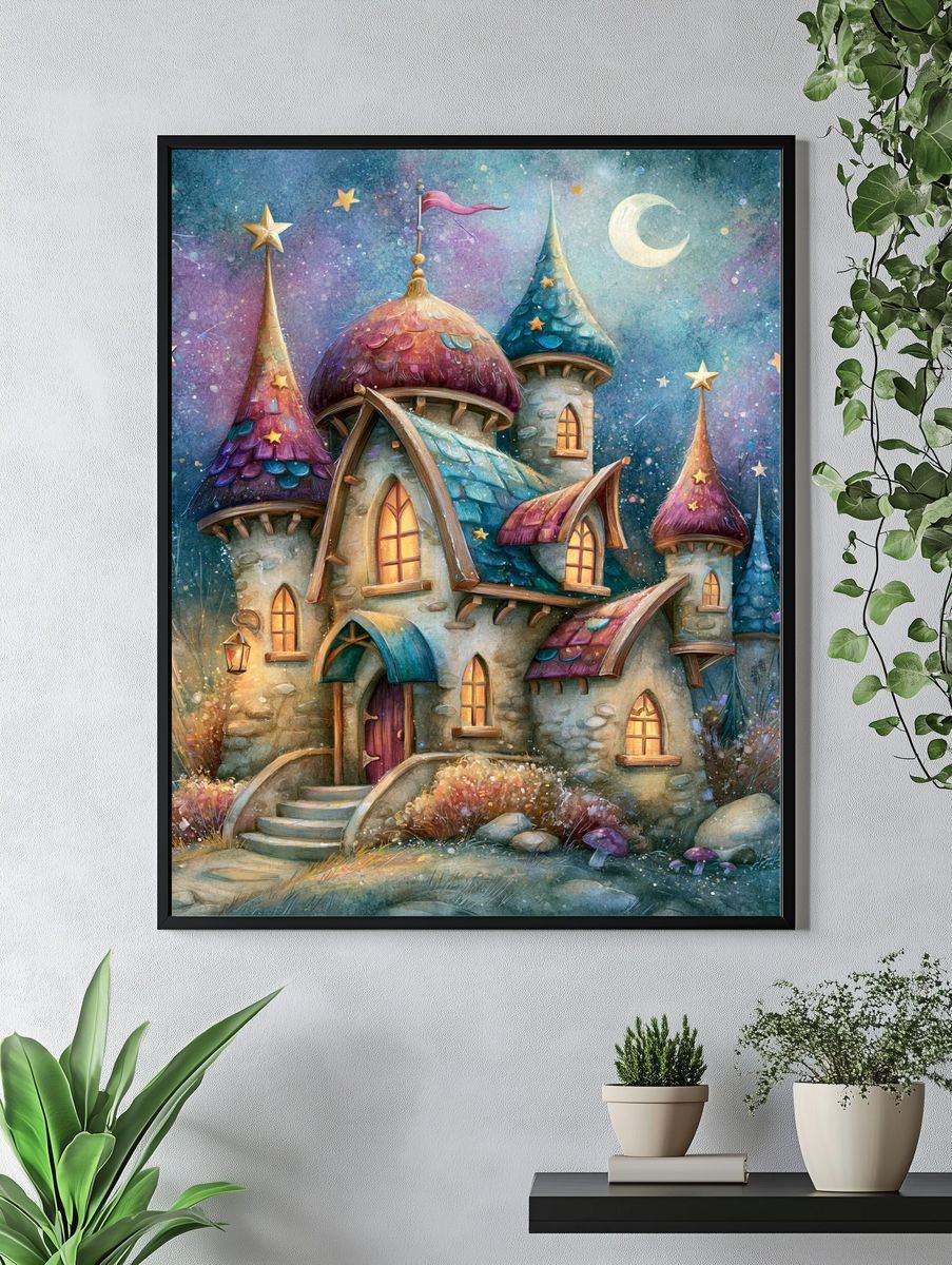 Enchanted Fairy Castle Illustration Poster. — room view 4