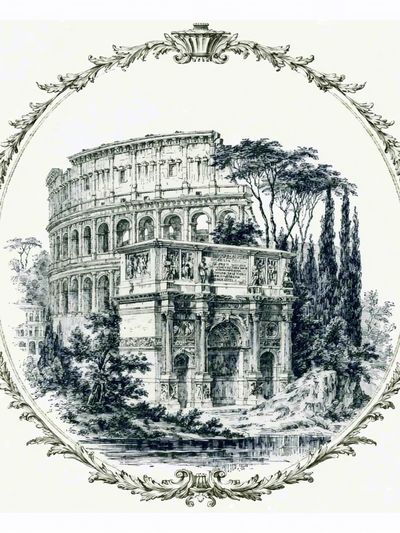 Roman Colosseum Ink Illustration Poster. poster