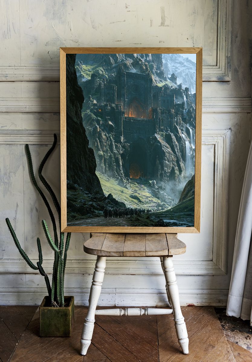 Mountain Fortress Fantasy Art Print. — room view 1