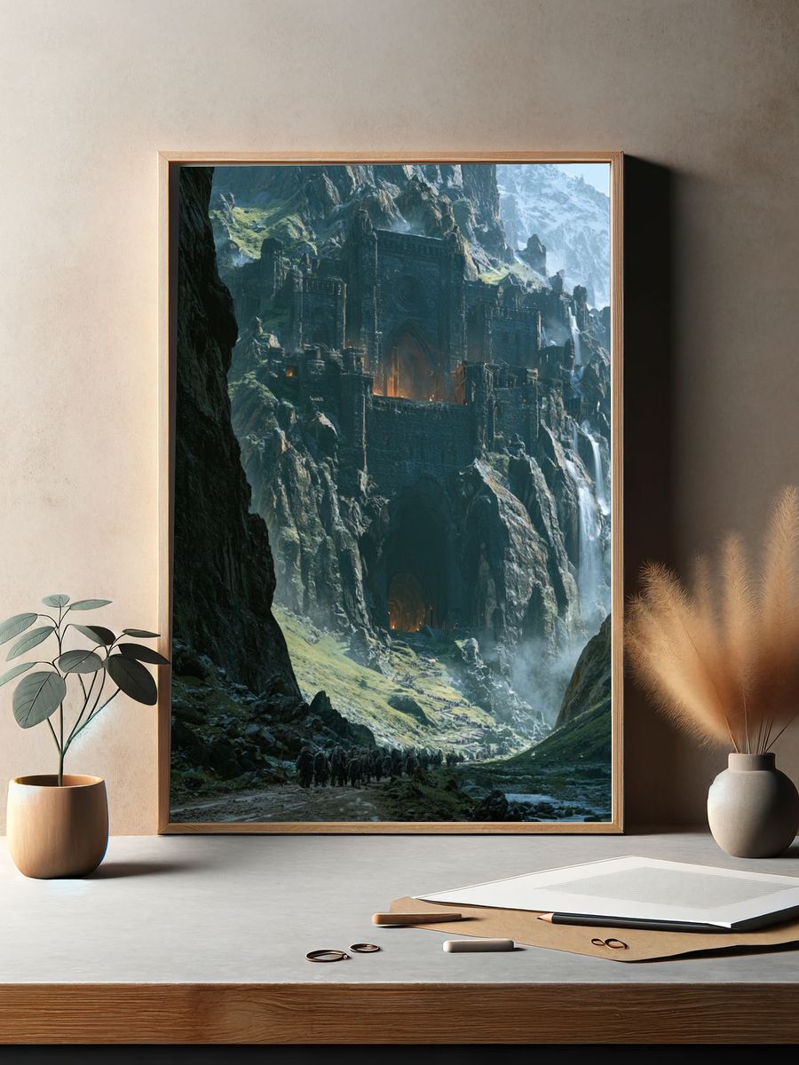 Mountain Fortress Fantasy Art Print. — room view 2