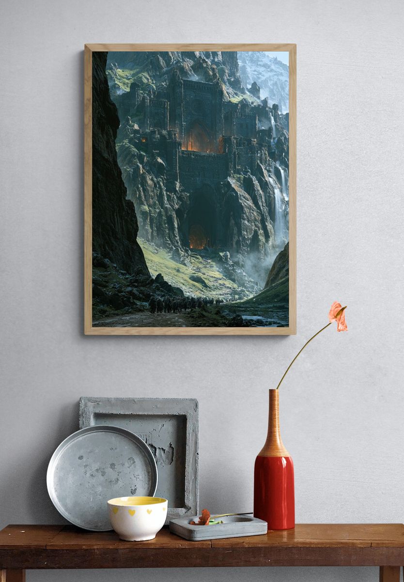 Mountain Fortress Fantasy Art Print. — room view 3