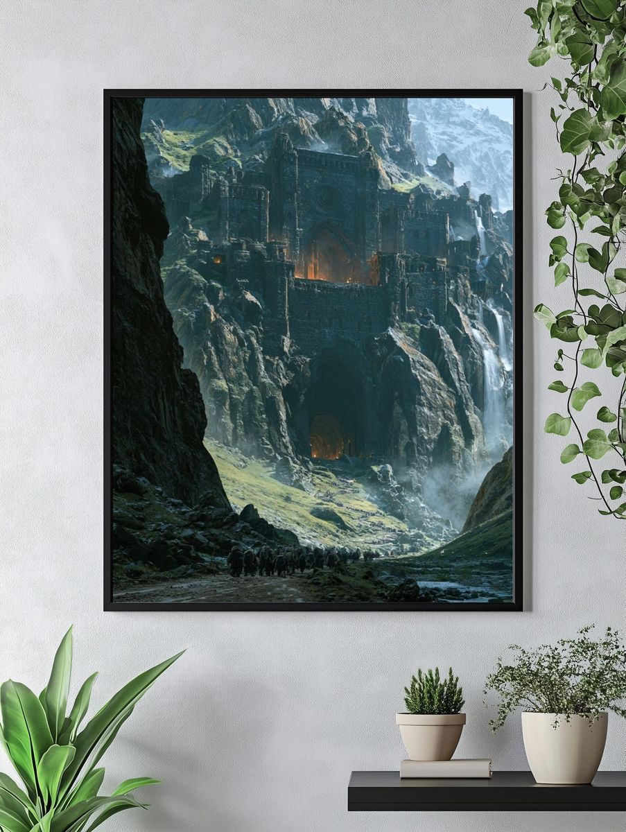 Mountain Fortress Fantasy Art Print. — room view 4