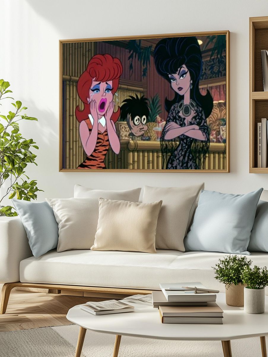Elvira and Redhead Cartoon Poster. — room view 2