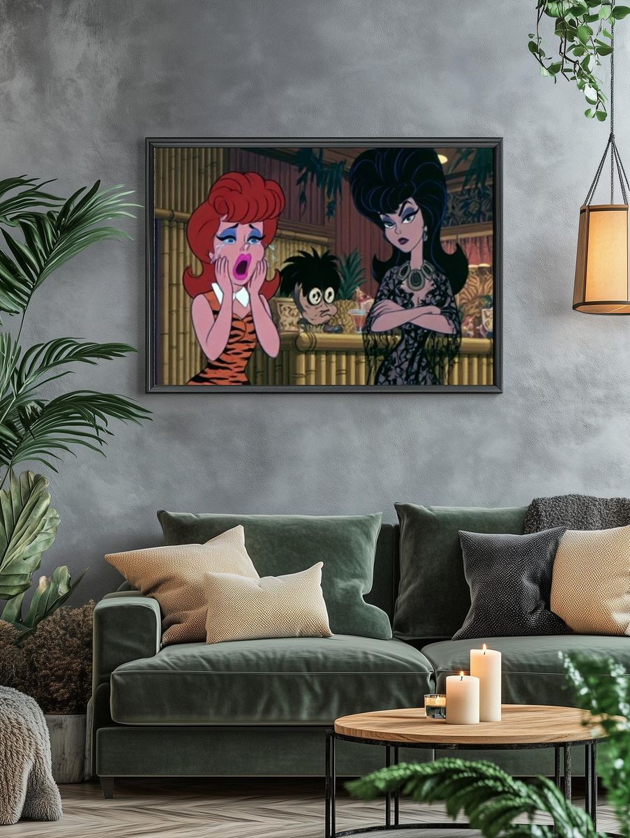 Elvira and Redhead Cartoon Poster. — room view 4