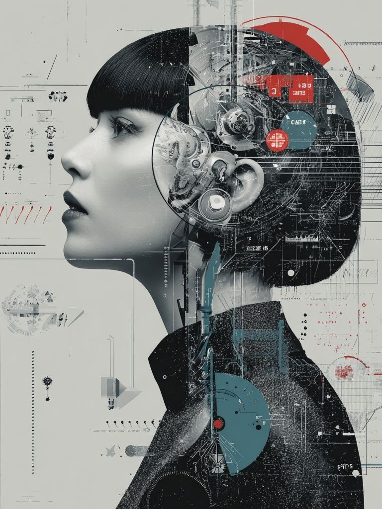 Cybernetic Profile Illustration Poster. poster — illustration art