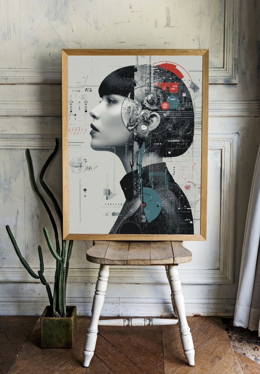 Cybernetic Profile Illustration Poster. room preview
