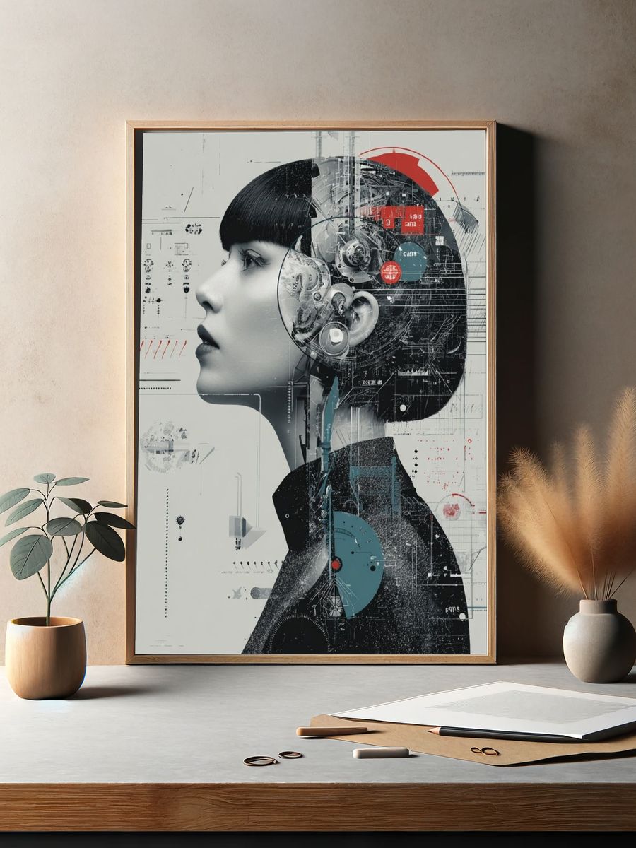 Cybernetic Profile Illustration Poster. — room view 2