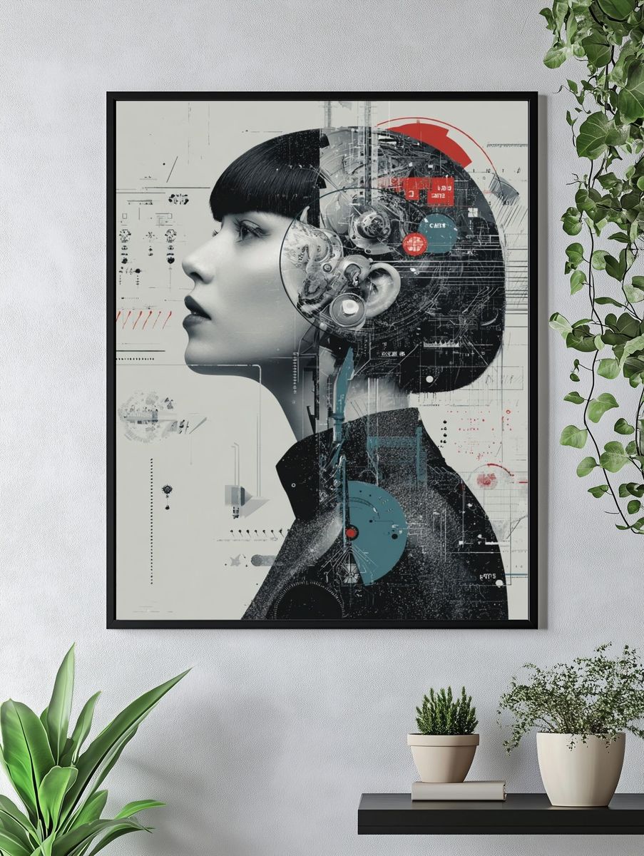 Cybernetic Profile Illustration Poster. — room view 4