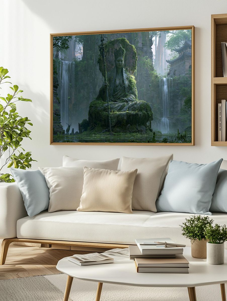 Mossy Temple Guardian Fantasy Print. — room view 2