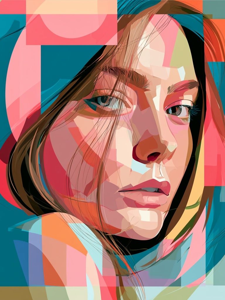 Geometric Woman Portrait Print. poster — illustration art