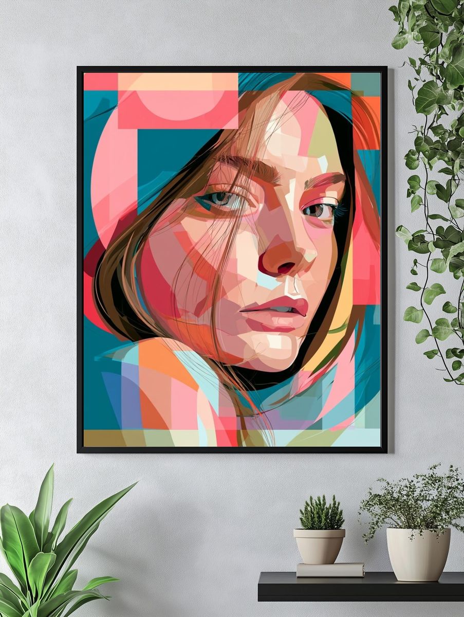 Geometric Woman Portrait Print. — room view 4