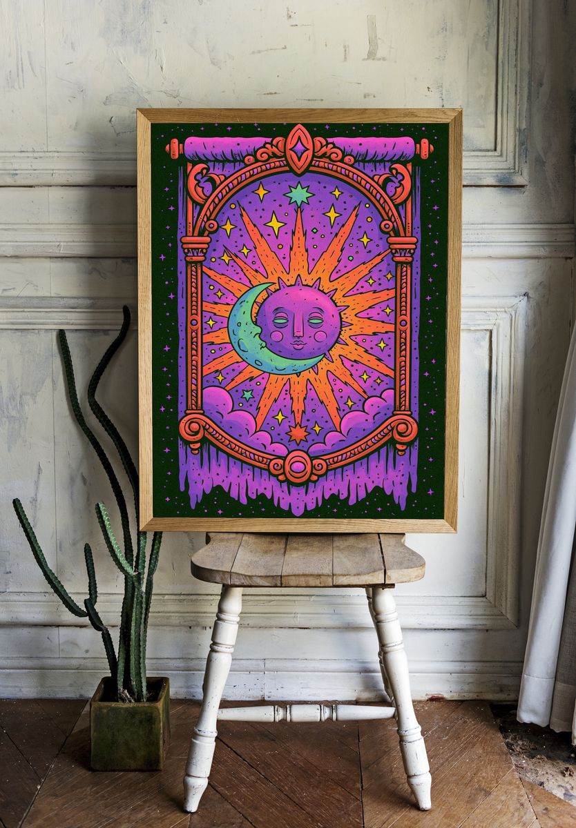 Celestial Moon Sun Poster. — room view 1