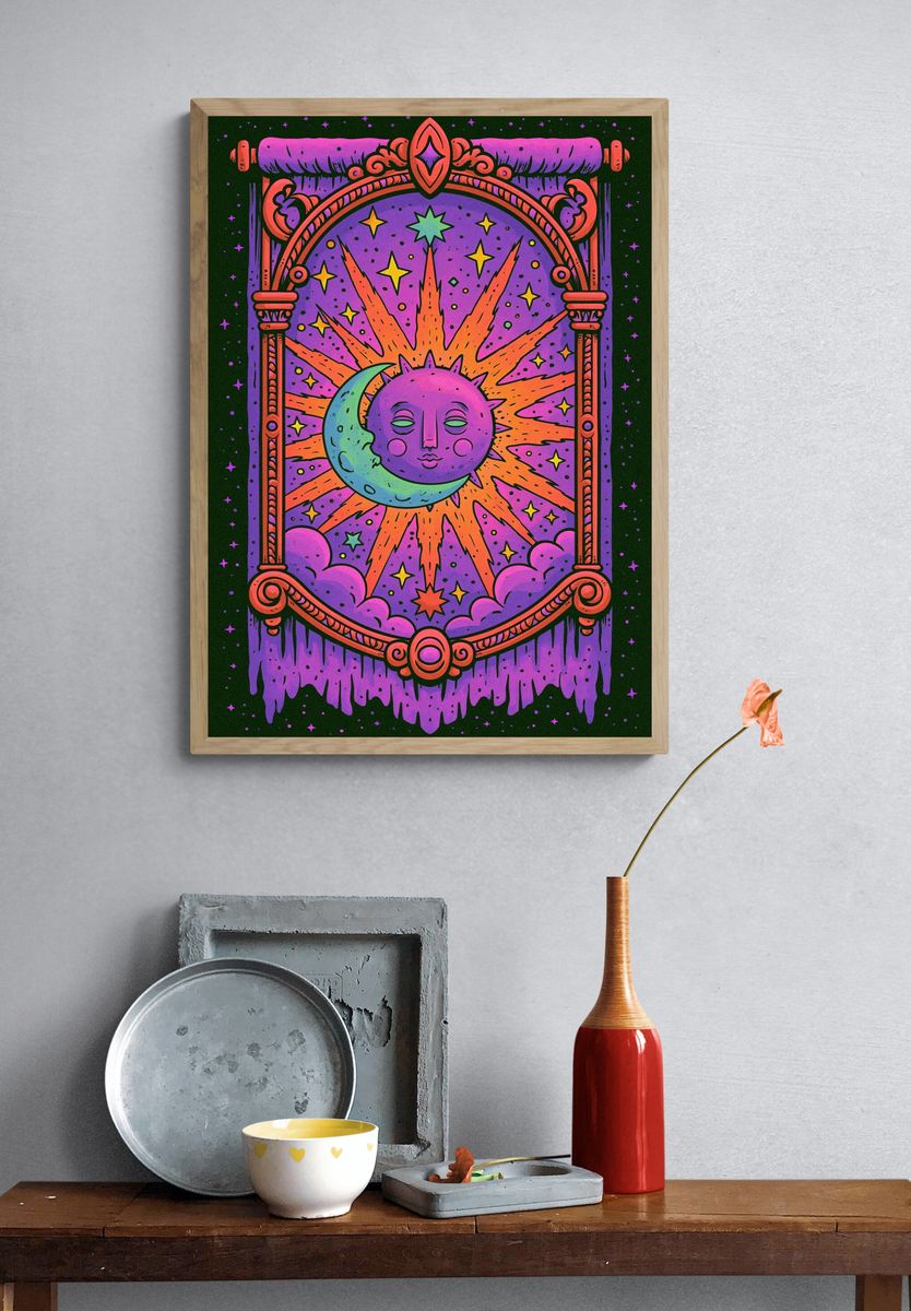 Celestial Moon Sun Poster. — room view 3